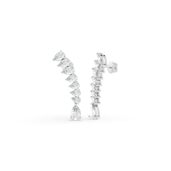 5.68 CTW 14K White Gold Diamond Climber Earrings - Picture 1 of 3